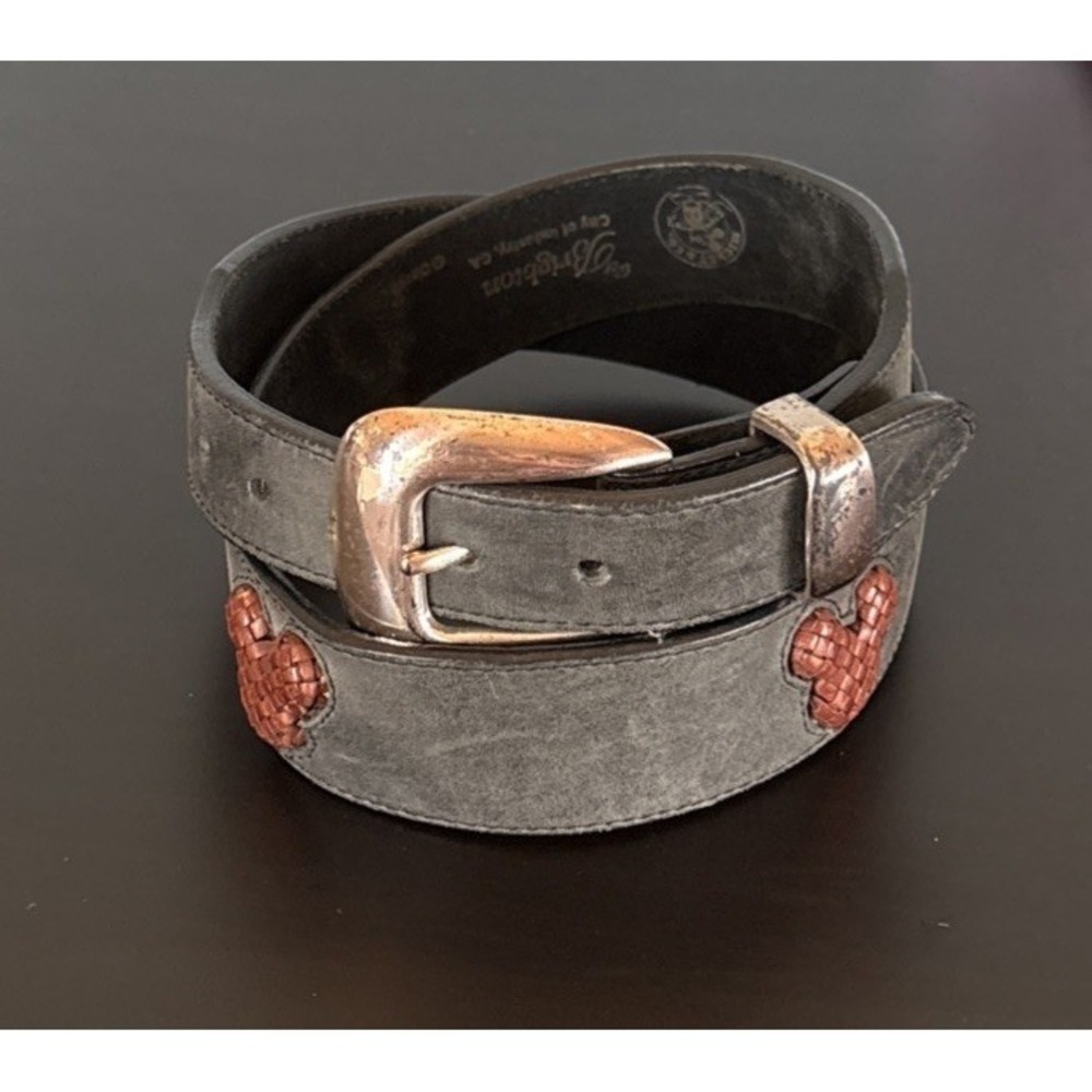 Vintage Brighton x Disney Mickey Mouse Ears Black/Brown Leather‎ Belt Size 30